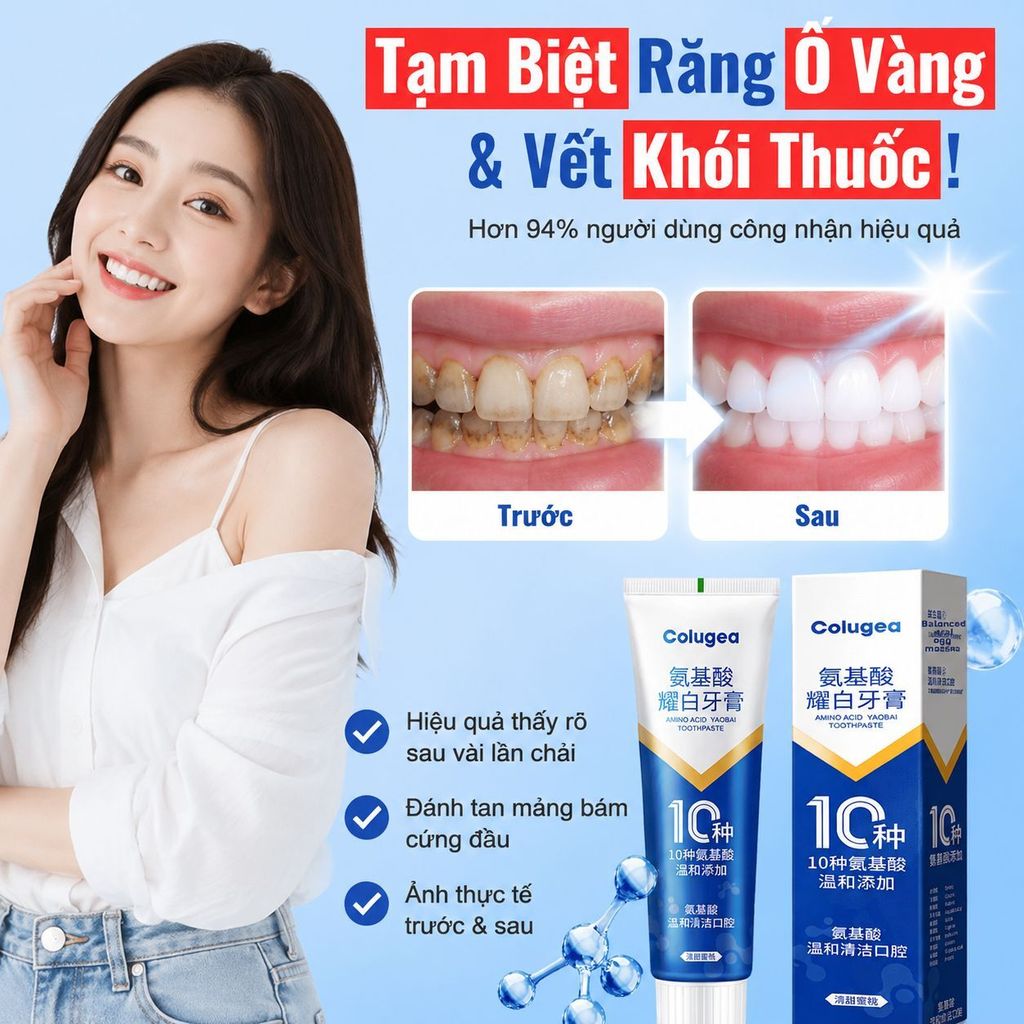 【Amino Acid Làm Trắng Răng】Kem Đánh Răng Amino Acid Trắng Sáng/Kem Đánh Răng/Chăm Sóc Răng Miệng/Làm