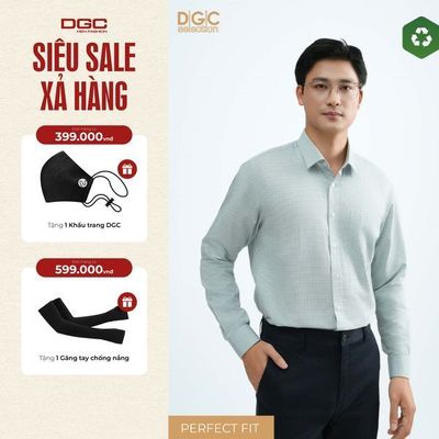 Áo Sơ Mi Dài Tay DGC Dáng Ôm Perfect Fit, Phong Cách Trẻ Trung, Chất Vải Mềm Nhẹ - SASDBD55M-S