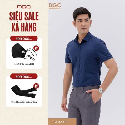 Áo sơ mi nam ngắn tay Công sở DGC, Dáng ôm Slim Fit thiết kế hiện đại, chất liệu cao cấp - SASNBC59M