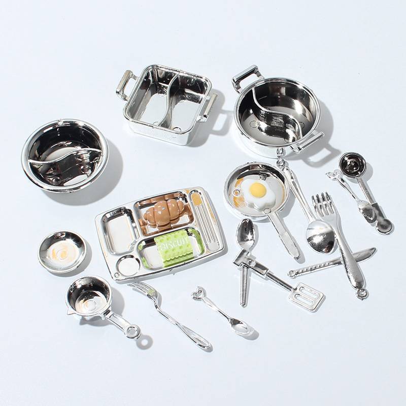 GKY 1 / 12 Nhà Búp Bê Mô Phỏng Nồi Canh Nhà Búp Bê Mini Lẩu Bộ Đồ Ăn Búp Bê Nhà Bếp Phụ Kiện Nấu Ăn 