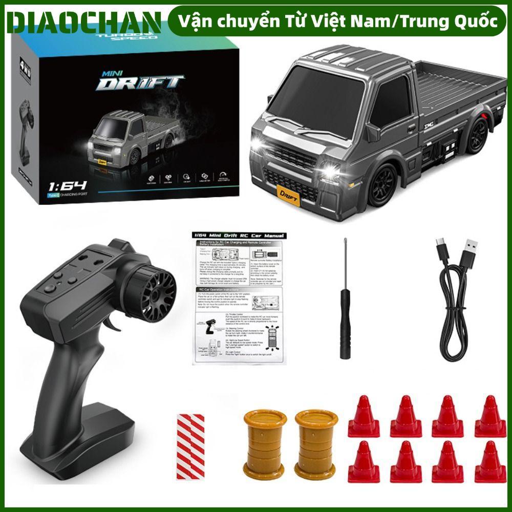 OMXILOYI 1: 64 RC Truck, Đèn LED 4WD RC Drift Car, Sạc tốc độ cao 2.4G Mini RC Car Desktop Racing To