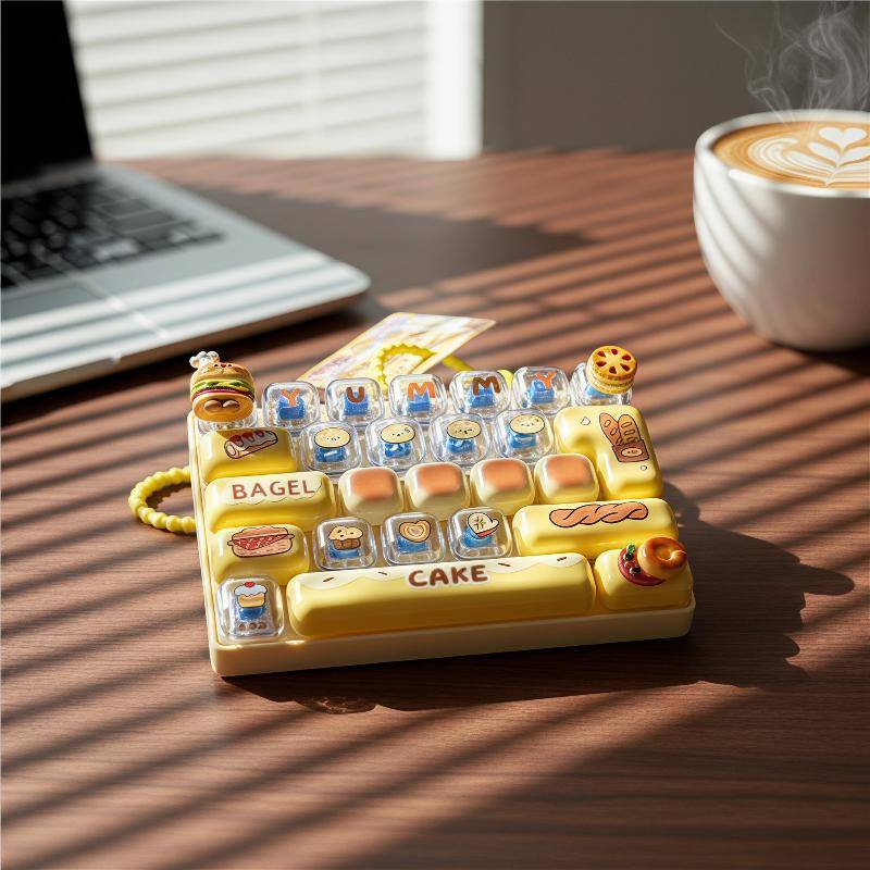 MYPANDA 26 Key Cli Burger Bagel Fidget Toy 1 Cái Móc khóa đàn áp mềm dễ thương Mini Di động Giảm căn