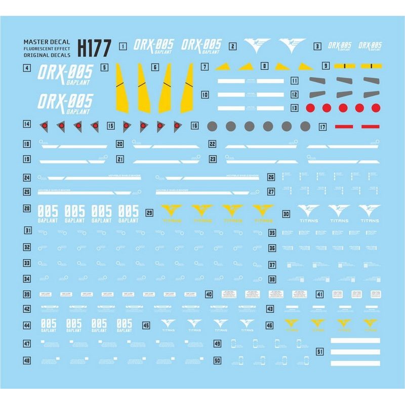 Đề can trượt nước MASTER H177 tương thích với mô hình rút gọn HG 1 / 144 GAPLANT ORX-005