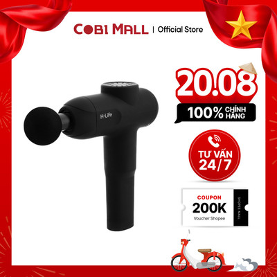 Súng Massage Cầm Tay H-Life Mini – 6 Cấp Độ, 4 Đầu Massage, Sạc Type-C, Pin 2000mAh