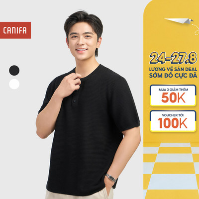 Áo len dệt kim nam CANIFA chất liệu thoáng mát mềm mại form rộng cổ tròn basic 8TE26S001