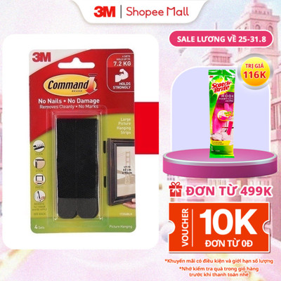 Bộ 8 Miếng dán treo tranh 3M™ Command™, 17206, độ bền cao, bám cực chắc, tải trọng 7kg, Dùng treo tranh