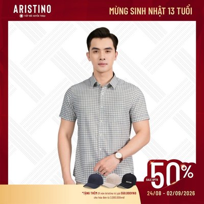 Áo Sơ Mi Nam Tay Ngắn Trắng Kẻ Aristino Perfect Fit ASS093AS4