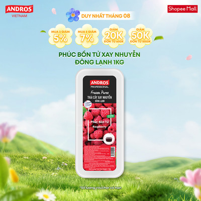 [CHỈ GIAO HCM] Phúc Bồn Tử Xay Nhuyễn Đông Lạnh - Không chất bảo quản - ANDROS Frozen Puree - 1 KG
