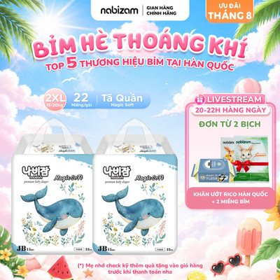 Combo 2 Bịch Tã/Bỉm Quần NABIZAM Magic Soft Nội Địa Hàn Size 2XL Cho Bé 15kg-20kg