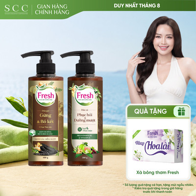 Combo Dầu Gội & Dầu Xả FRESH Thảo Mộc Dưỡng Sinh Sạch Gàu Mềm Mượt 480g + Phục Hồi Và Dưỡng Mượt 380g