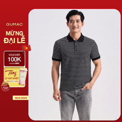 Áo Polo Nam GUMAC Form Regular Cổ Bo Phối Màu Nẹp 3 Khuy Dễ Phối Đồ Hằng Ngày Đi Làm Đi Chơi LATNG06008