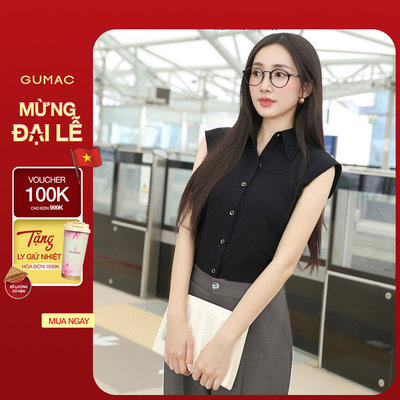 Áo kiểu nữ dáng suông GUMAC vai có đệm mỏng rã đô thân trước và thân sau  AF01048