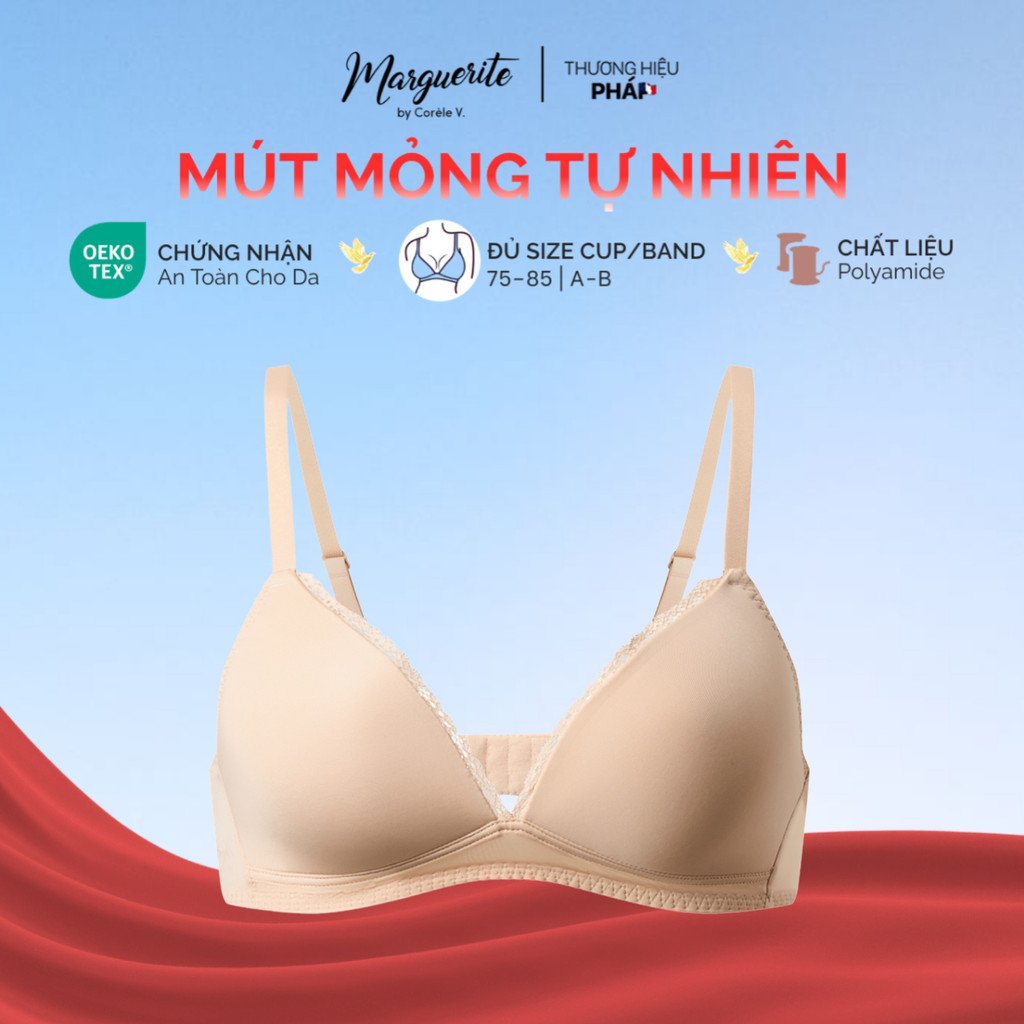 [BẢN CẢI TIẾN] Áo lót nữ không gọng cup tam giác mút mỏng viền ren, lưng power-mesh ôm êm, chuẩn OEK