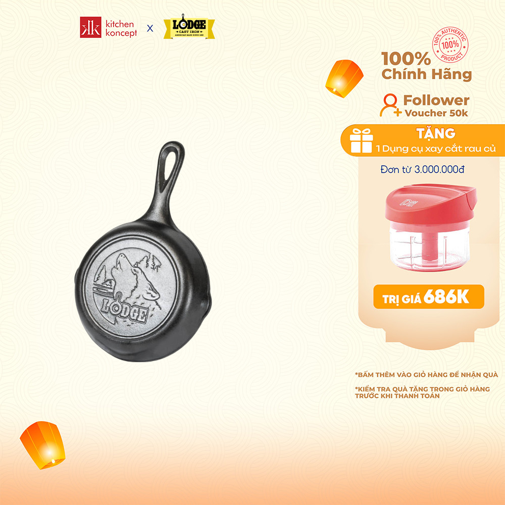 Chảo Gang Đáy Hình Sói Lodge - 16.5cm