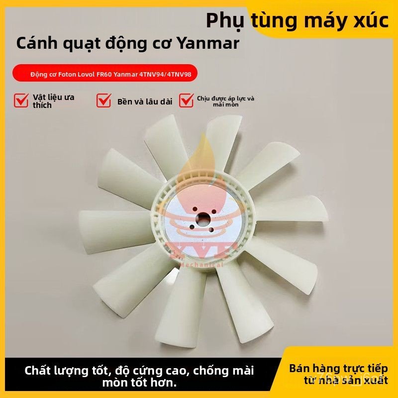 Cánh quạt tản nhiệt máy xúc Lovol FR60 cho động cơ Yanmar 4TNV94/4TNV98 bền, làm mát hiệu quả