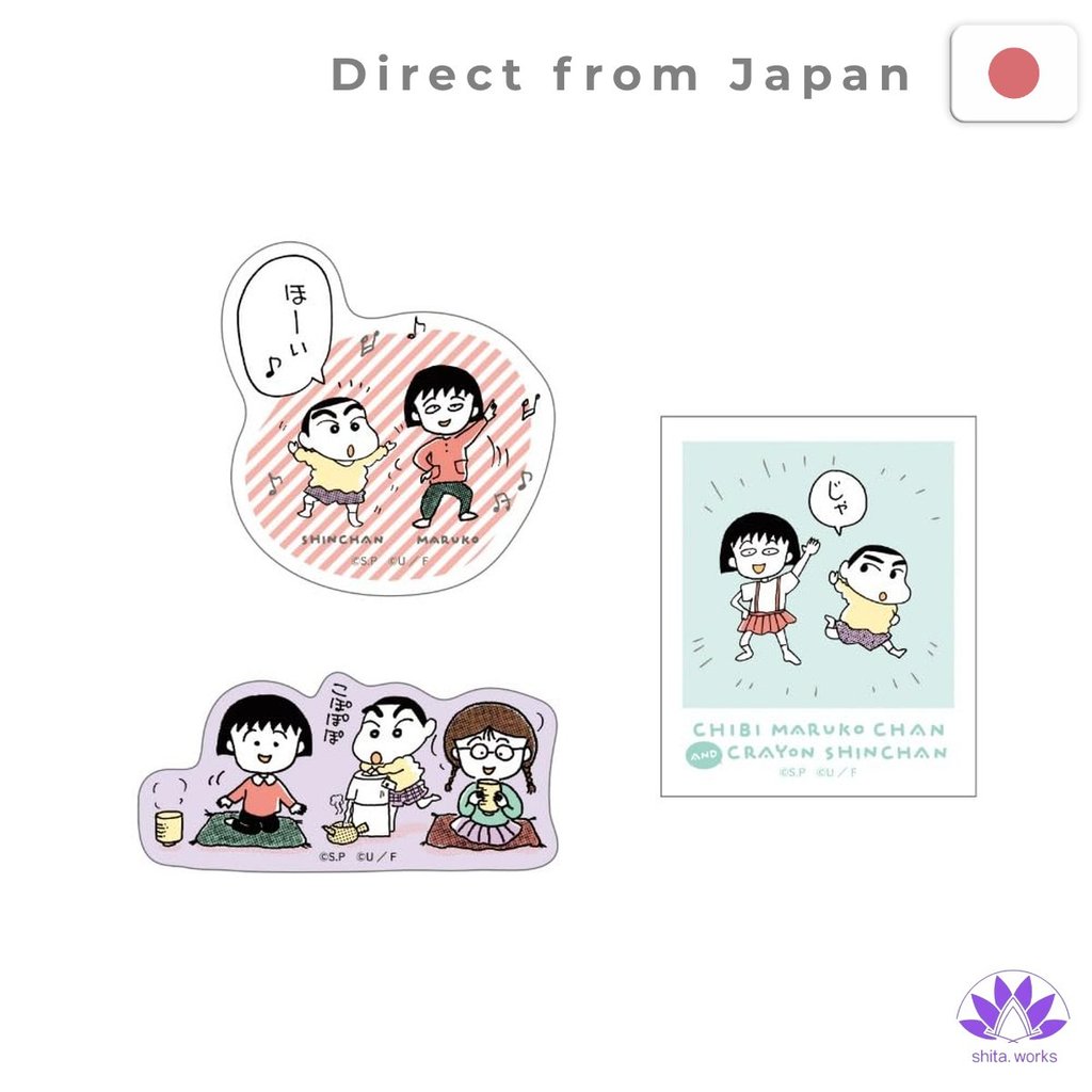 Bộ sticker trong suốt Chibi Maruko-chan & Crayon Shin-chan của T's Factory (3 sticker) Kích thước x