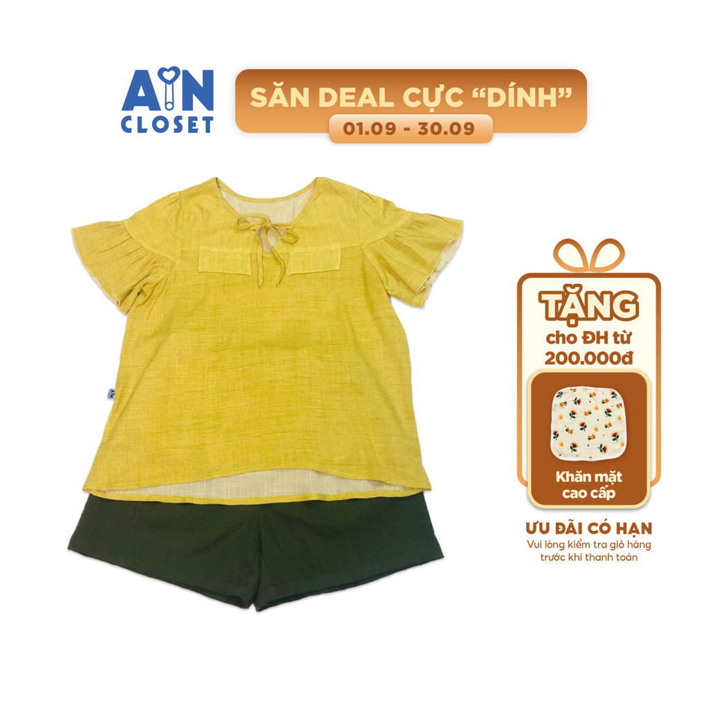 Bộ quần áo ngắn cho mẹ Xanh mạ linen - AICDMEMIBLBV - AIN Closet
