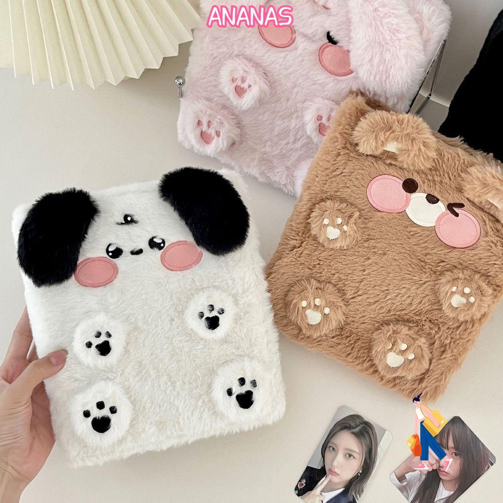 ANANAS Album Ảnh, A6 Plush Photocard Collection Books, INS Loose-leaf Binder Dog / Cat / Bear Photoc