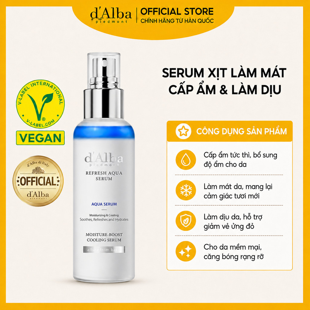 [d'Alba Official] Serum dạng xịt cấp ẩm làm mát da d'Alba Refresh Aqua Serum 100ml