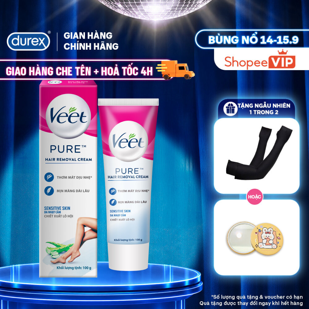 [HỎA TỐC 4H] [MỚI] Kem tẩy lông Veet Pure cho da nhạy cảm, hộp lớn 100g tiết kiệm, công thức Pure cả