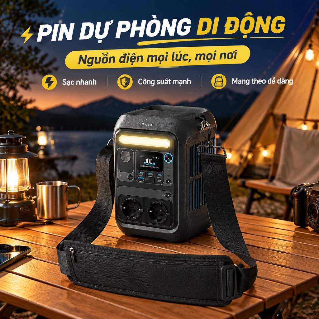 Dây đeo vai hộp nguồn có thể điều chỉnh Tương thích với Anker SOLIX C300 300w 288wh, Dây đeo điện di