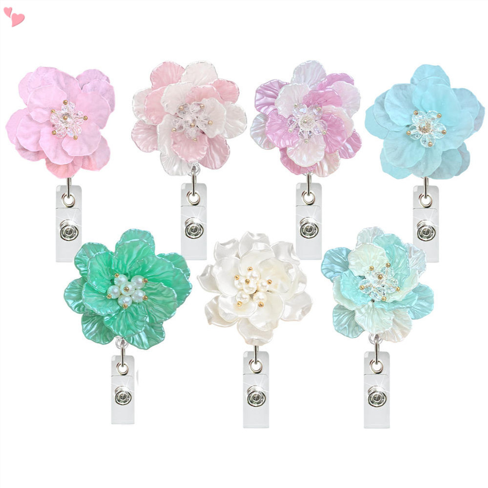 25.59inch Retractable Flower Badge Holder with Alligator Clip, Badge Clips ID Badge Reel Clip on Car