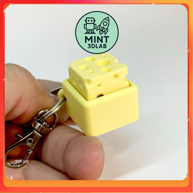 Móc Khóa Phô Mai Giảm Stress Ấn Được In 3D Vừa Decor Balo Vừa Giải Trí Clicker | MINT 3DLAB