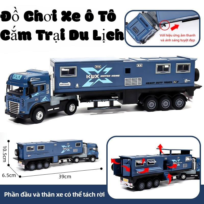 Đồ Chơi Xe ô Tô Cắm Trại Du Lịch,bằng Hợp Kim Có Nhạc Và đèn,kích Thước Rất Lớn 39 Cm,Đầu Xe Chống V