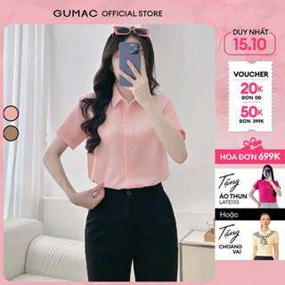 [NEW] Áo sơ mi nữ tay ngắn hồng nâu lai tay kiểu kate thun công sở thời trang GUMAC LAF0909