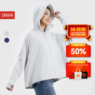 Áo chống nắng nữ 2025 CANIFA dáng cánh dơi mũ rộng vành khóa kéo cao vải mát lạnh 6OT25S004
