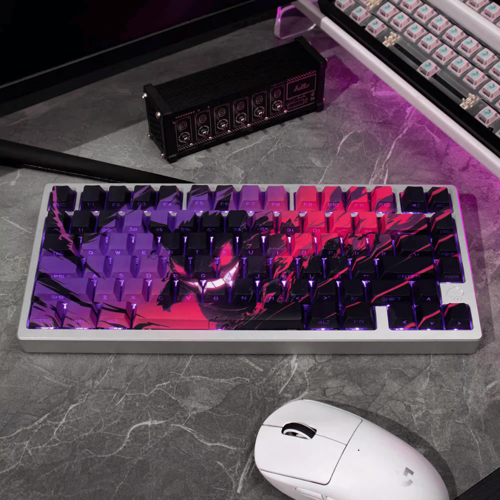 Keycap Pokémon Gengar Bóng Ma Nghịch Ngợm, Xuyên LED Cực Đẹp, Keycap Cherry, PBT Dày Doubeshot