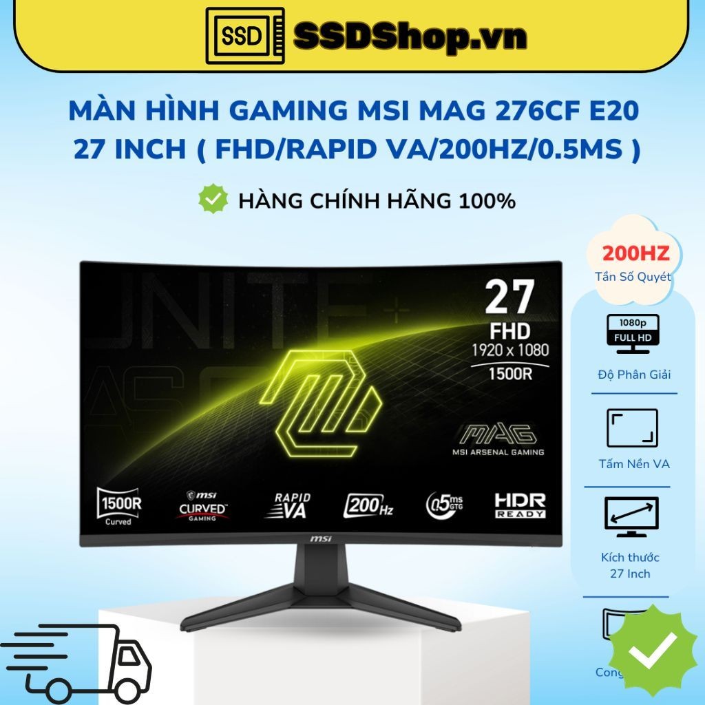 Màn Hình Gaming Cong MSI MAG 276CF E20 27 inch ( FHD/Rapid VA/200Hz/0.5ms ) - Hàng Chính Hãng