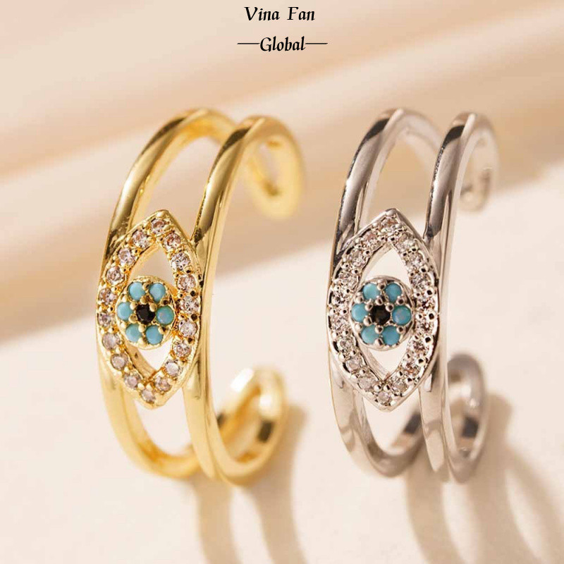 Ins Wind Evil Eye Ring Mở Nhẫn Không Phai Màu Bơi Có Thể Mặc