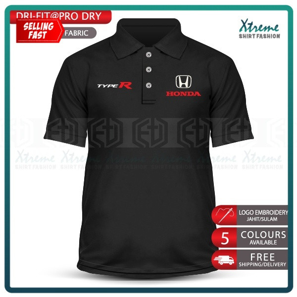 Áo polo sợi nhỏ Sulamy Honda Civic Type R HRC VTEC i-VTEC Motorsport Baju Dry Fit Thời trang thêu Ja