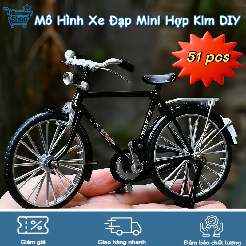 Mô Hình Xe Đạp Mini Hợp Kim DIY,Đạp Cổ Điển Mô Phỏng Kim Loại ,Đồ Chơi Lắp Ráp Giáo Dục, Quà Tặng Sá