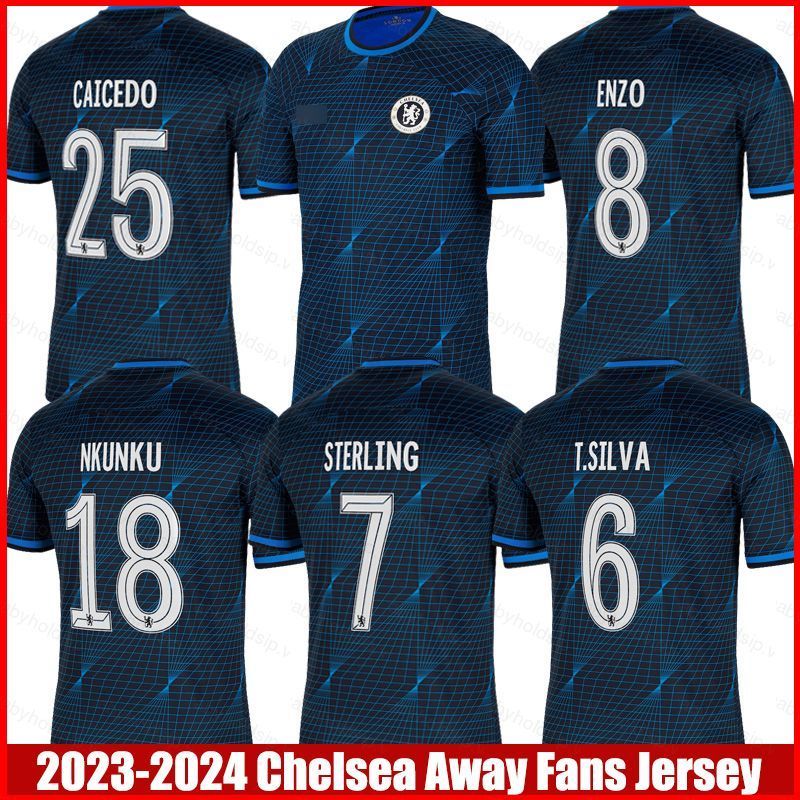Áo Jersey Sân Khách Chelsea 2023-2024 Plus Size -James Nkunku, Silva, Caicedo, Enzo, Sterling