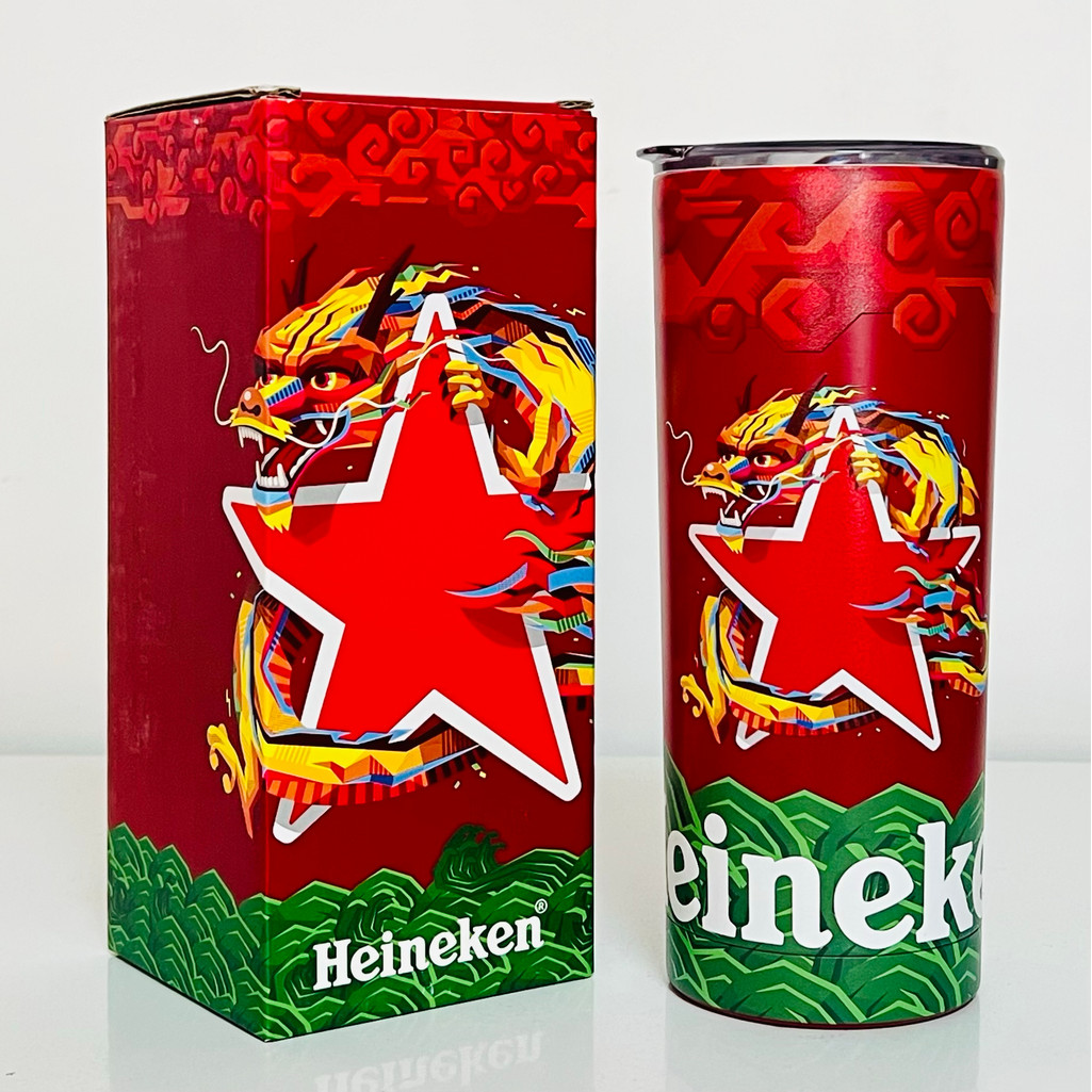 Xili Bia Ly Năm Rồng Cung Hoàng Đạo Hai Lớp Ly Cà Phê Cổ Điển Retro Rượu Thủy Tinh Heineken Cao Cấp 