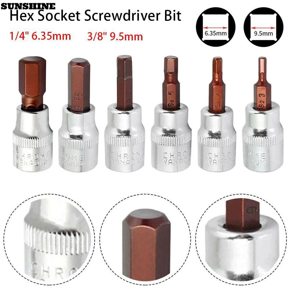 SUNSHINE 1 Cái Ổ Cắm Vuông, H3 H4 H5 H6 H7 H8 H10 Đầu Lục Giác Ổ Cắm Lục Giác Vít Bit, 1 / 4 '' 3 / 