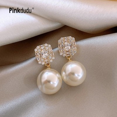 Pinkdudu Phong Cách Vintage Đơn Giản Ngọc Trai Thả Bông Tai Thanh Lịch Cao Cấp Tòn Ten Cho Nữ Tối Giản & Cổ Điển PD2542