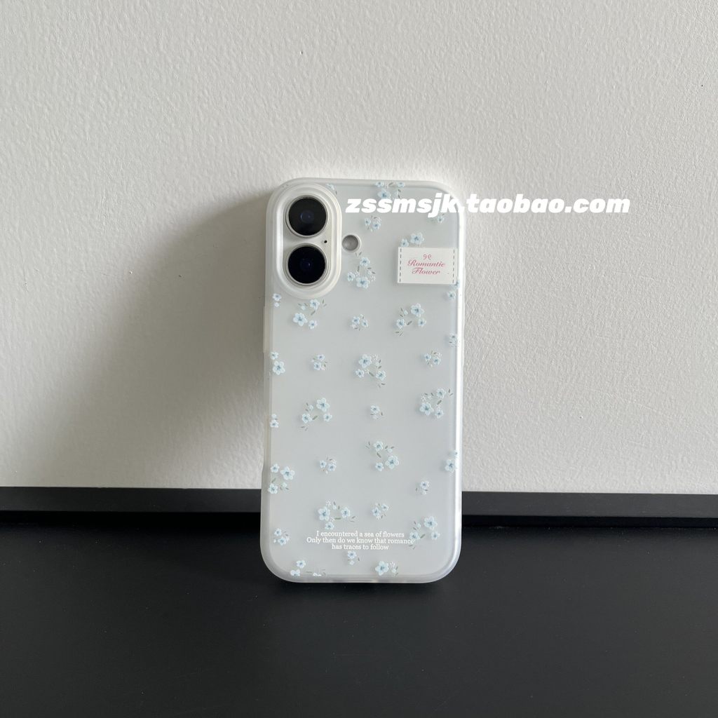 Ốp điện thoại này là gì?Nhỏ Tươi Toàn Màn Hình Hoa Xanh iPhone17promax Ốp Lưng Điện Thoại 16pro Thíc