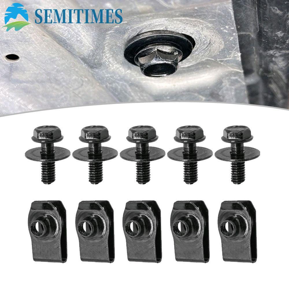 LUNAEDGE 5 / 10 Bu lông thân xe, M6 6MM Kẹp đai ốc chữ U ô tô, Đa năng Splash Shield Guard U-clamp Đ