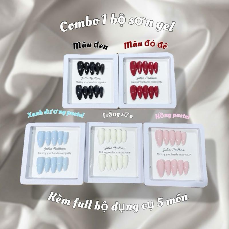 JuliaNailbox combo 5 bộ móng tay giả thiết kế thủ công, sơn gel ( Tặng kèm keo, miếng dán, dũa, bông