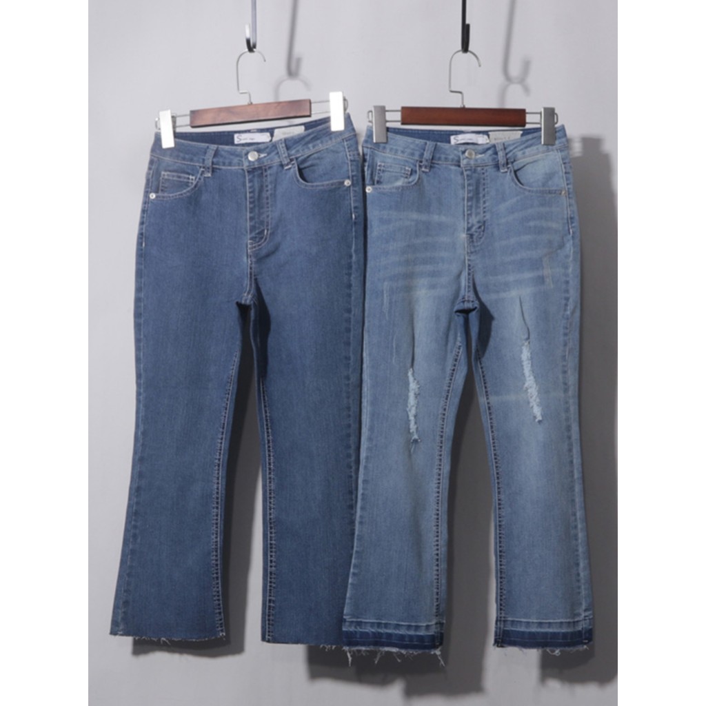 L31-3 48049 Quần jean crop màu xanh Denim