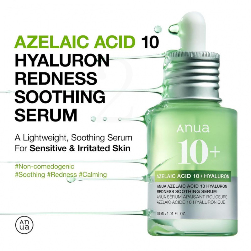 Anua10HyaluronRednesshingSerum, FacialSerumforTrouled & Sensitive, Breakouts, HyaluronicAcid, Niacin