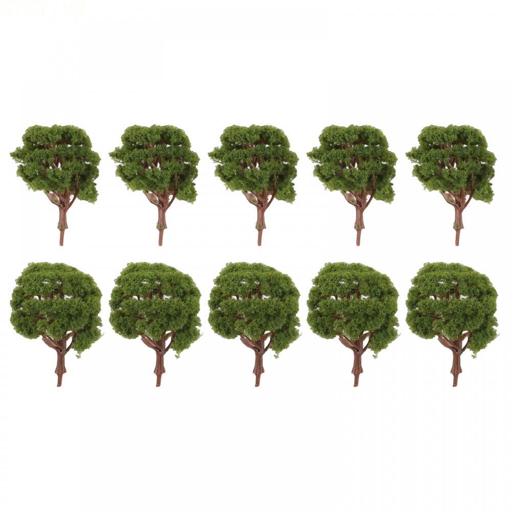 10pcs Green Train Railway Model Trees for Building Model and Sand Table 8cm 10cm
