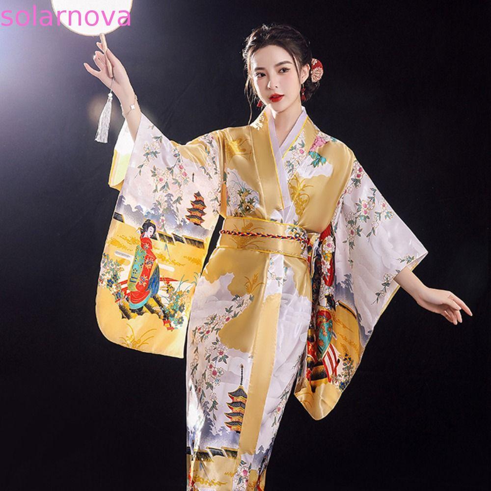 SOLARNOVA kimono truyền thống Nhật Bản, in hoa sang trọng Sakura Girl kimono, Trang phục hóa trang k