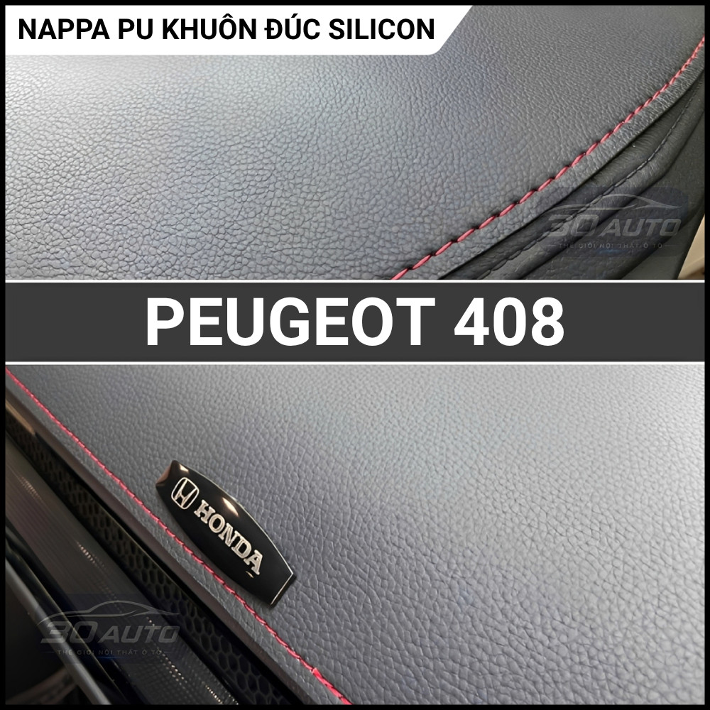 Thảm Taplo Da Pu Nappa Đúc Khuôn Silicon PEUGEOT 408 2014-2026 Chuẩn Form, Không Mùi, Bảo Hành 12 Th