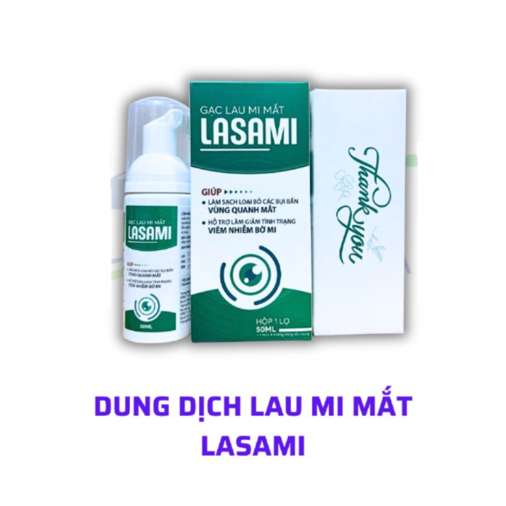 Lọ Nước Vệ Sinh Bờ Mi LASAMI Dung Tích 50ml, Tặng 1 Miếng Gạc Lau Mi LASAMIPLUS