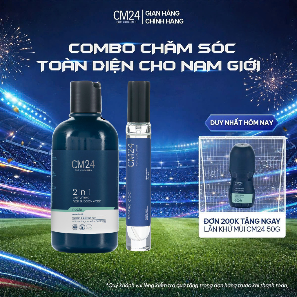 Combo Sữa Tắm Gội 2in1 Noble 180ml và Nước Hoa Nam EDP Iconic Cool 9ml CM24 For Coolmen