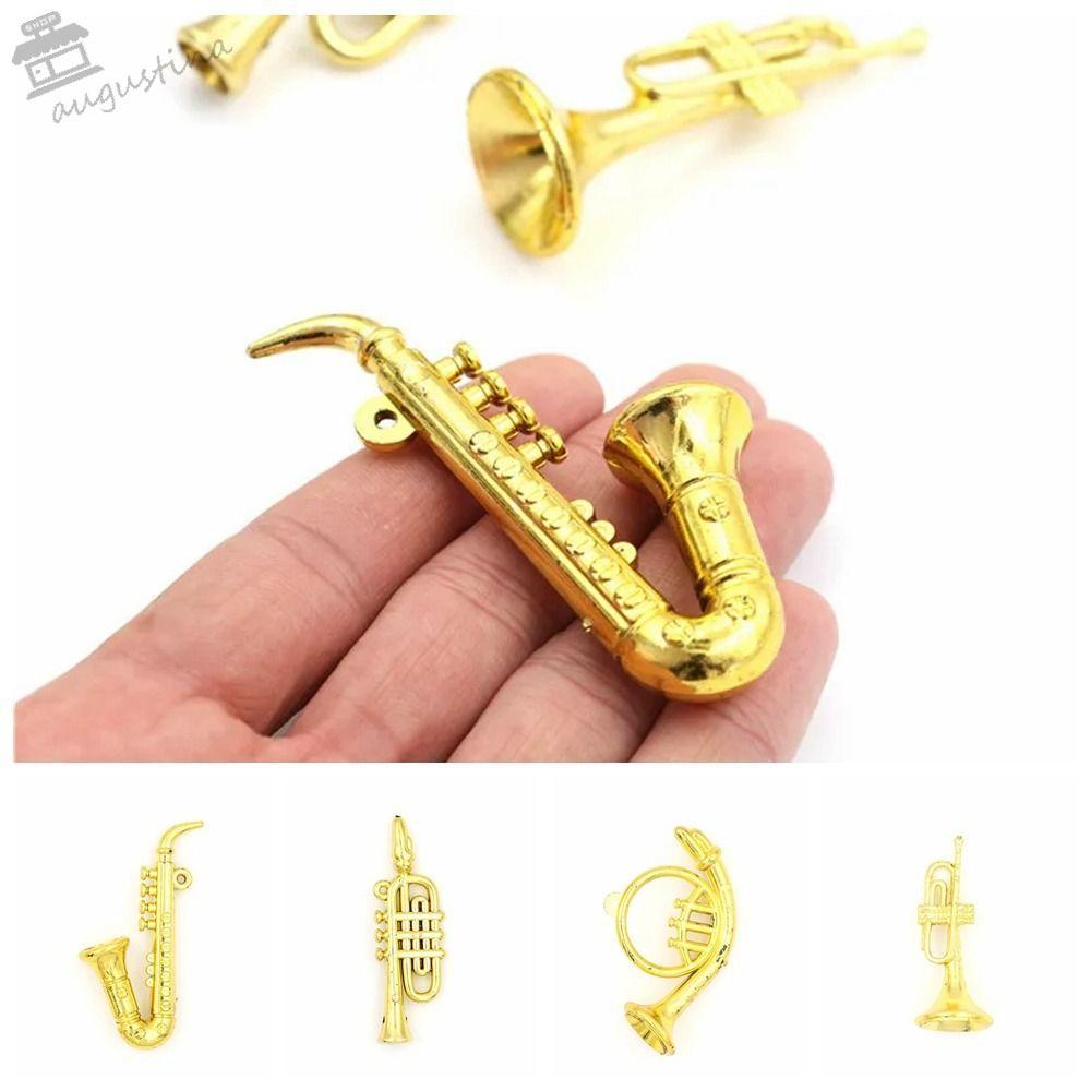 AUGUSTIN Mini Golden Trumpet Saxophone, Mô hình thu nhỏ Nhạc cụ bằng nhựa vàng, Nhạc cụ âm nhạc Saxo
